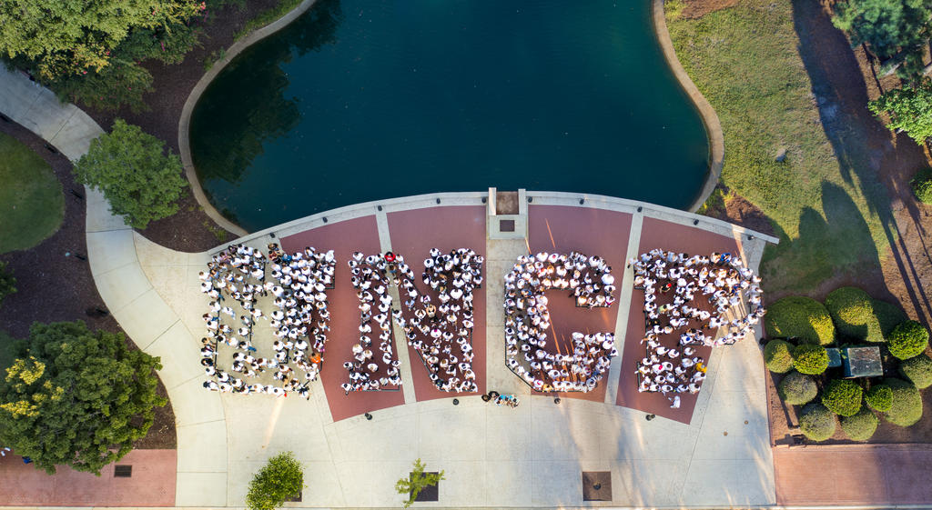 Aerial view of the official Class of 2026 photo