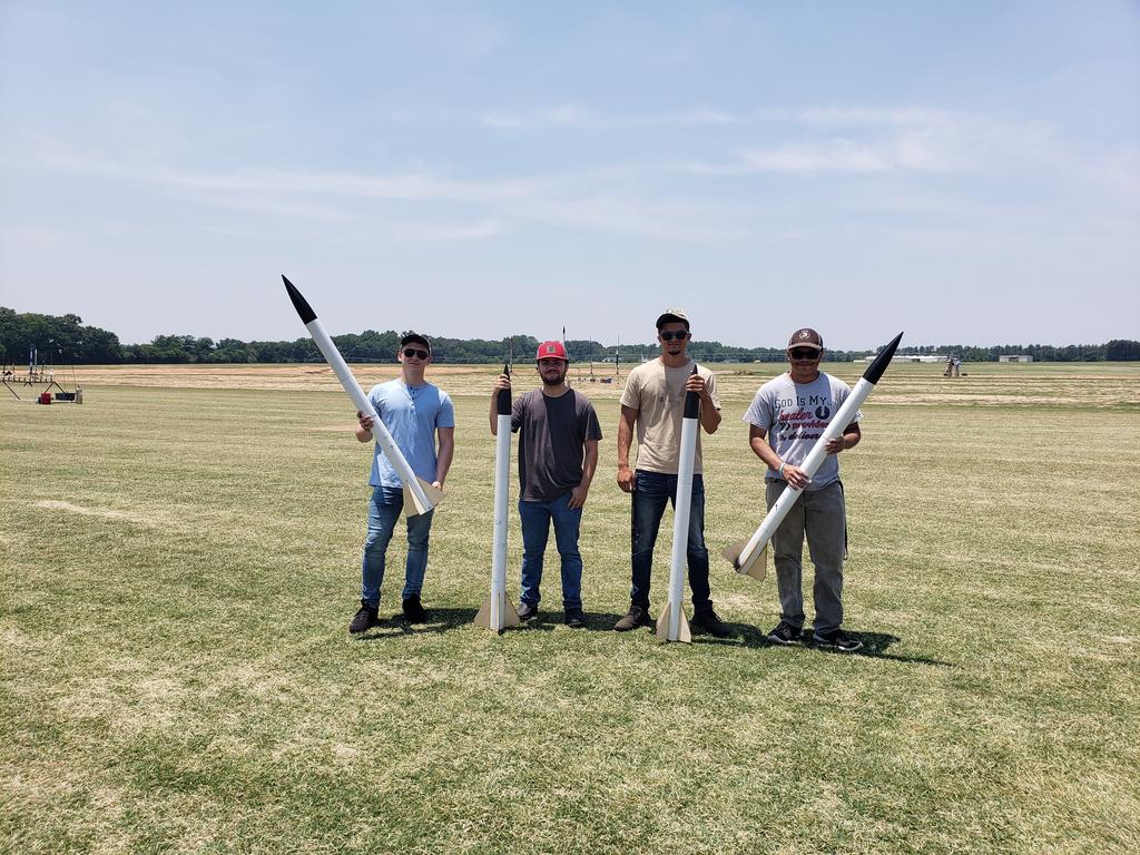 UNCP Rocket Team Members Billy Ray Pait (left) Riley Edwards, Seth Lowery and Caleb Locklear