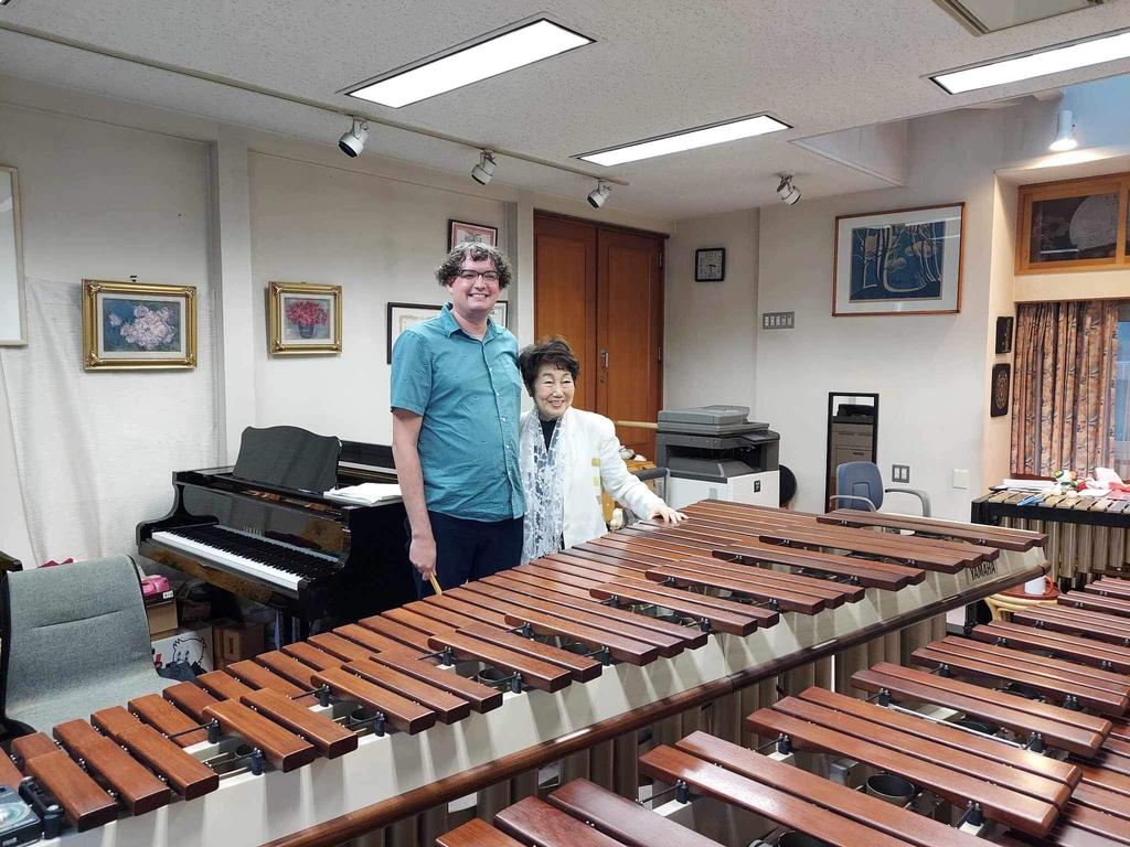Dr. Van Hassel, left, with legendary marimbist Keiko Abe