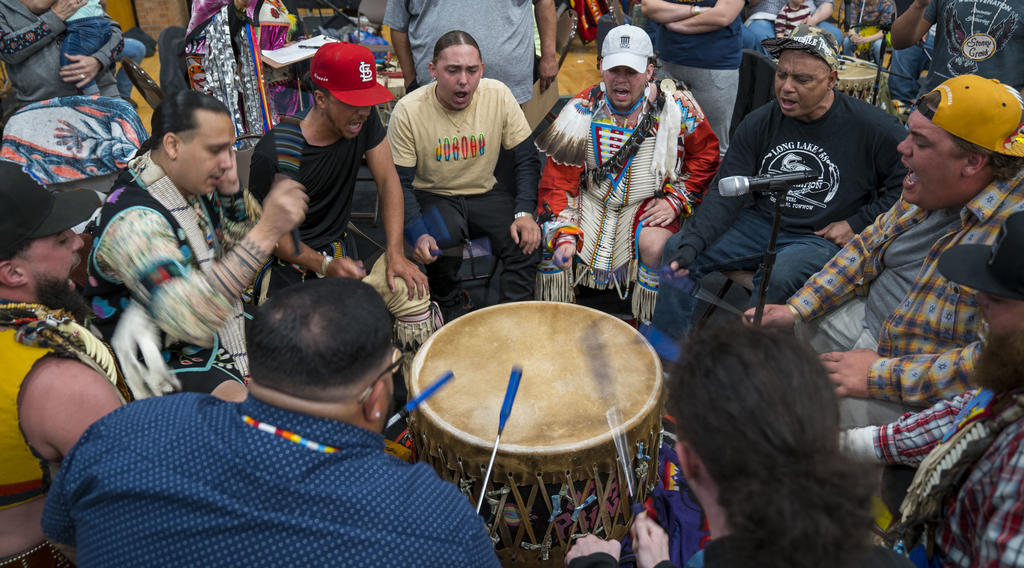 Drum group at powwow