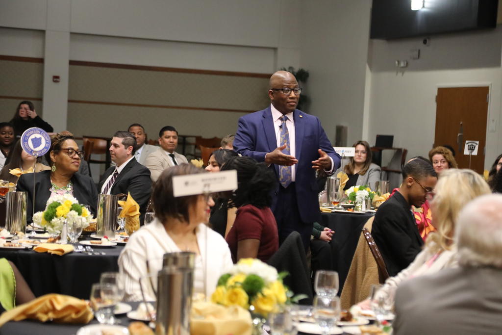 UNCP Trustee Chairman Allen Jamerson returned to his alma mater as part of the Distinguished Speaker Series on Feb. 21