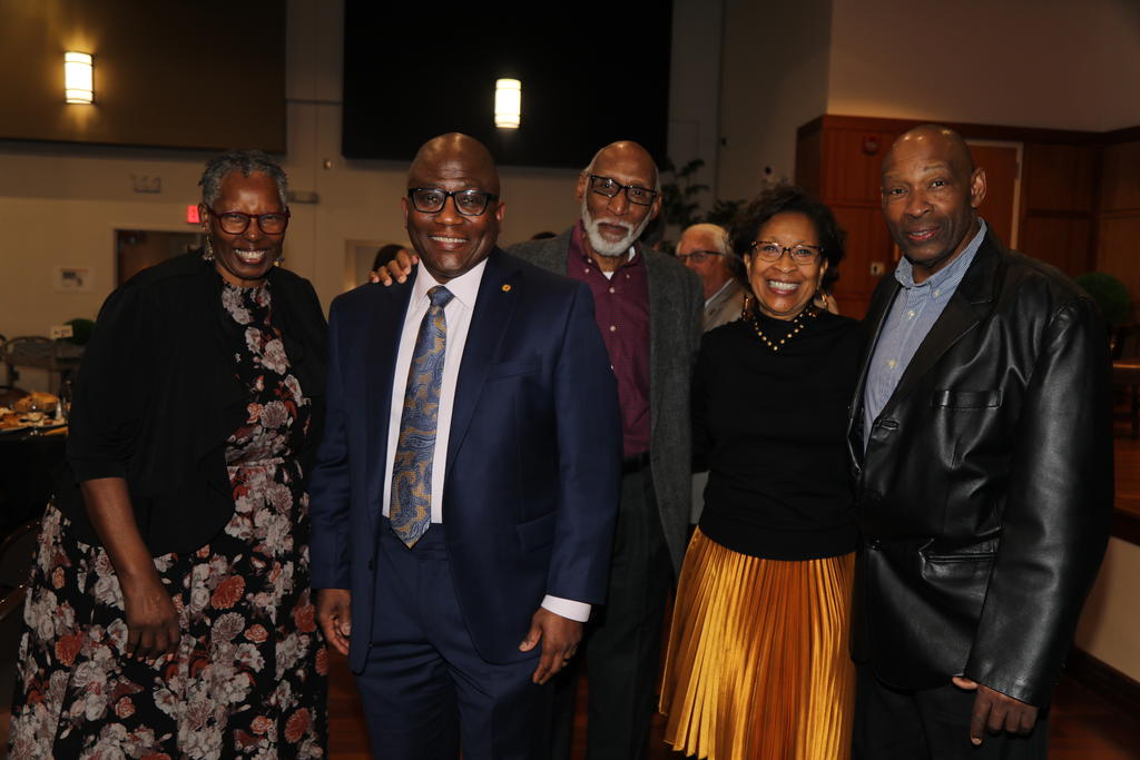 Delthine Watson (left) Chairman Allen Jamerson, Larry Rodgers, Shirley Bullock Lewis and David Lewis