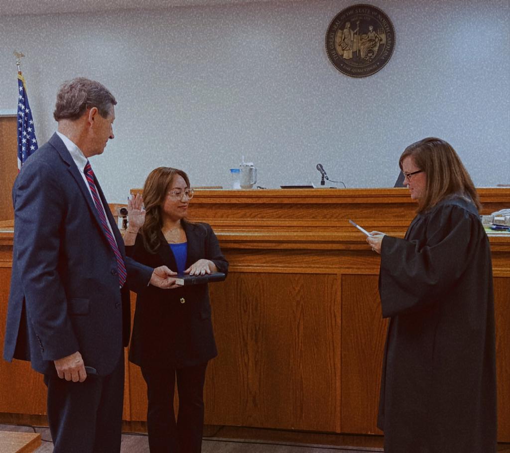 Samantha Acevedo, a graduate from our Criminal Justice program, is sworn in as Guardian Ad Litem.