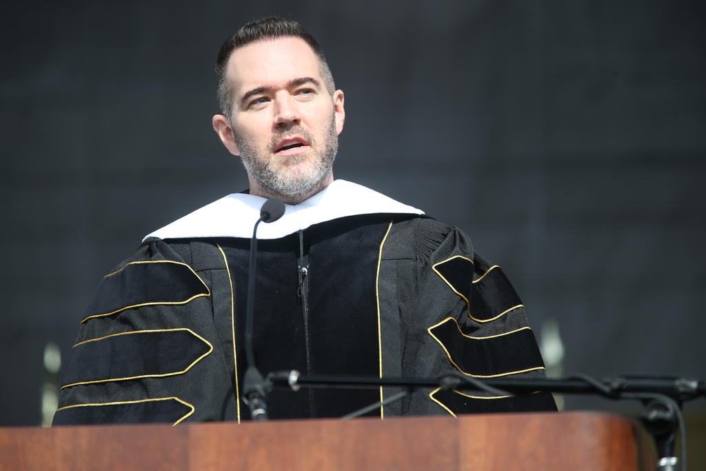 Gallup CEO Jon Clifton delivers the keynote address at Spring Commencement on May 4, 2024