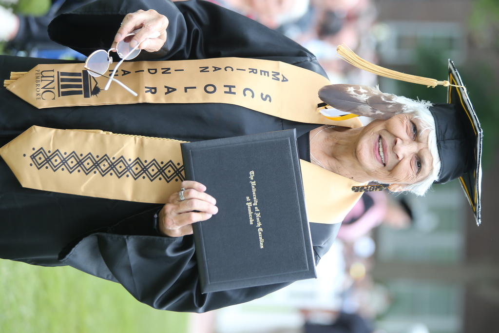 Phyllis Lowery was among the graduates at Spring Commencement at UNCP