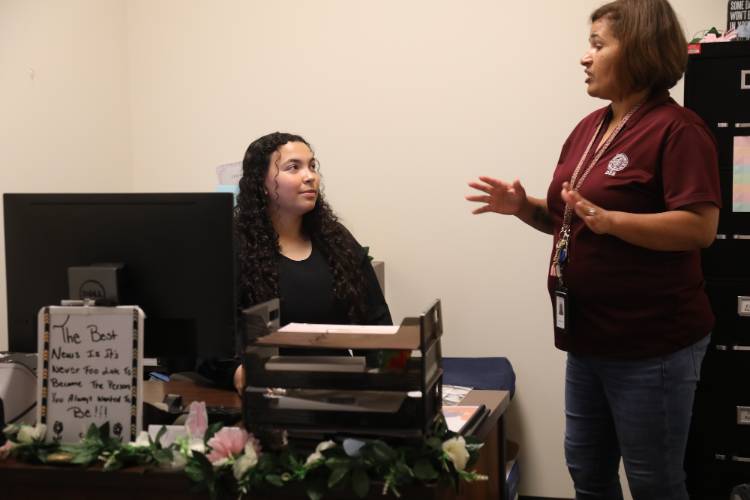 UNCP student at an internship