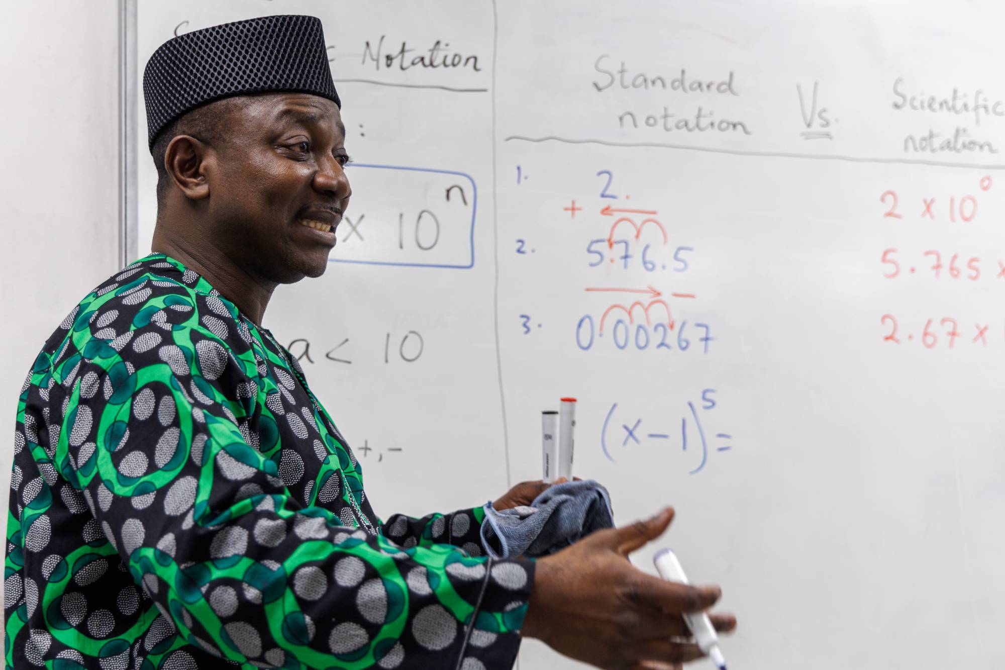 UNCP Mathematics faculty Dr. Olusola Olaniyi teaching Introduction to College Math