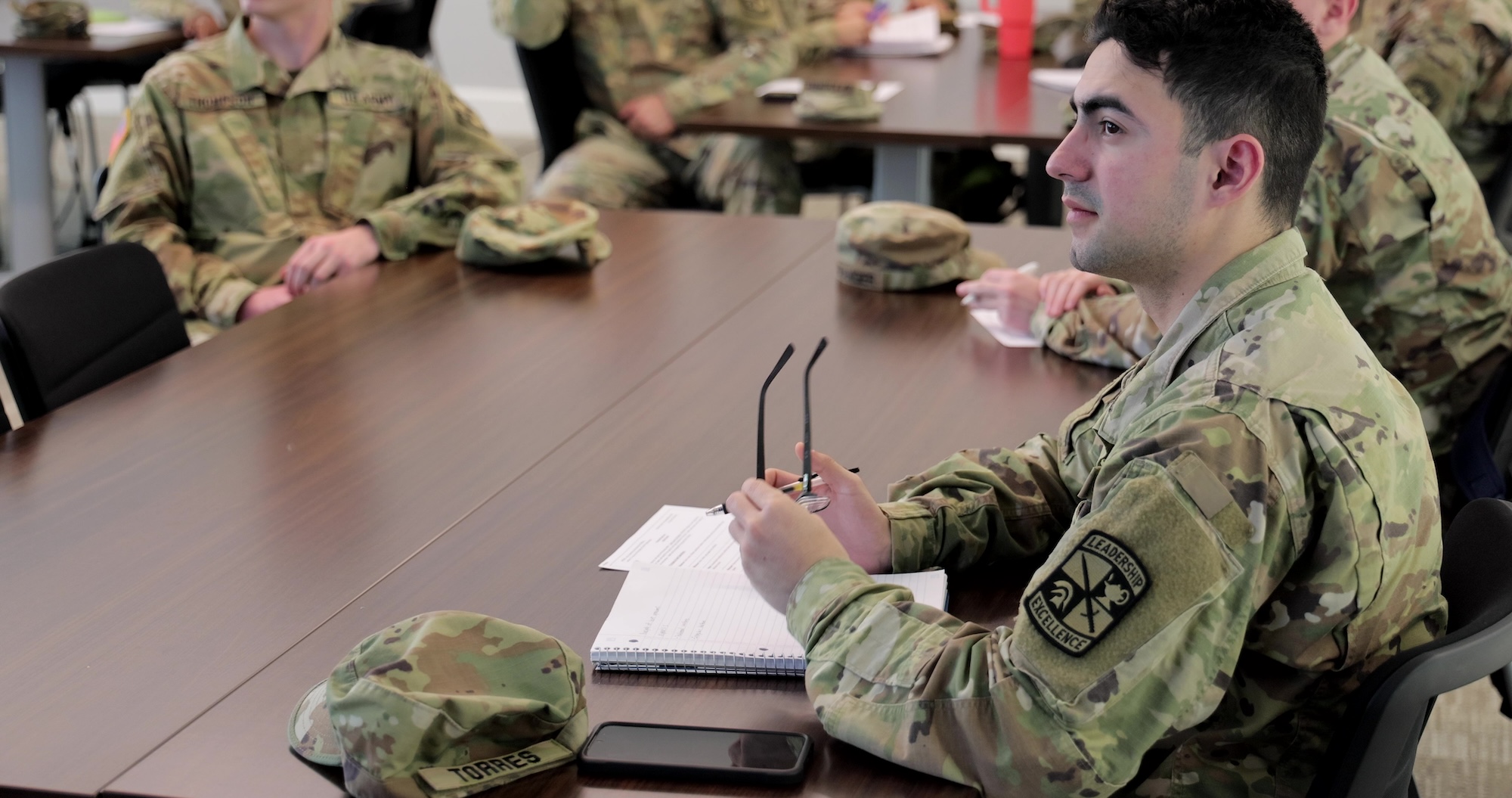 UNCP Military student sitting at desk