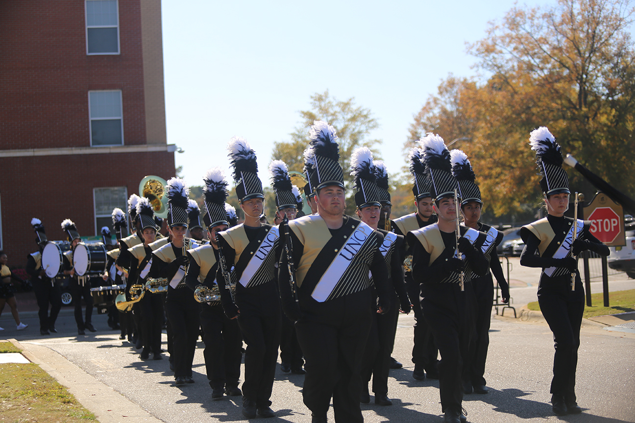 Marching band members at UNCP