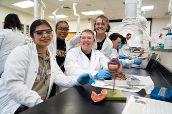 Anatomy/Physiology students perform dissection