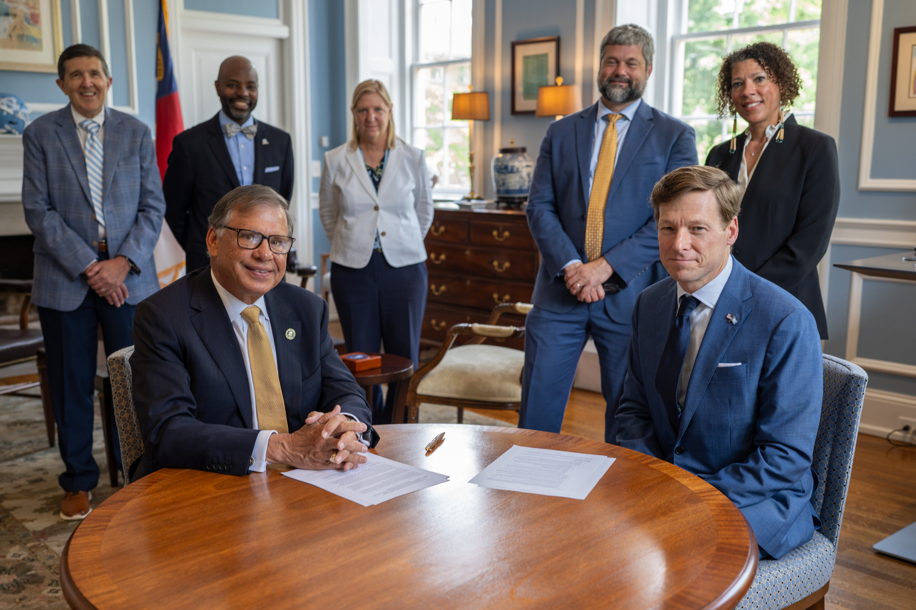 Senior leadership from UNCP and UNC Chapel Hill during a EAP signing event