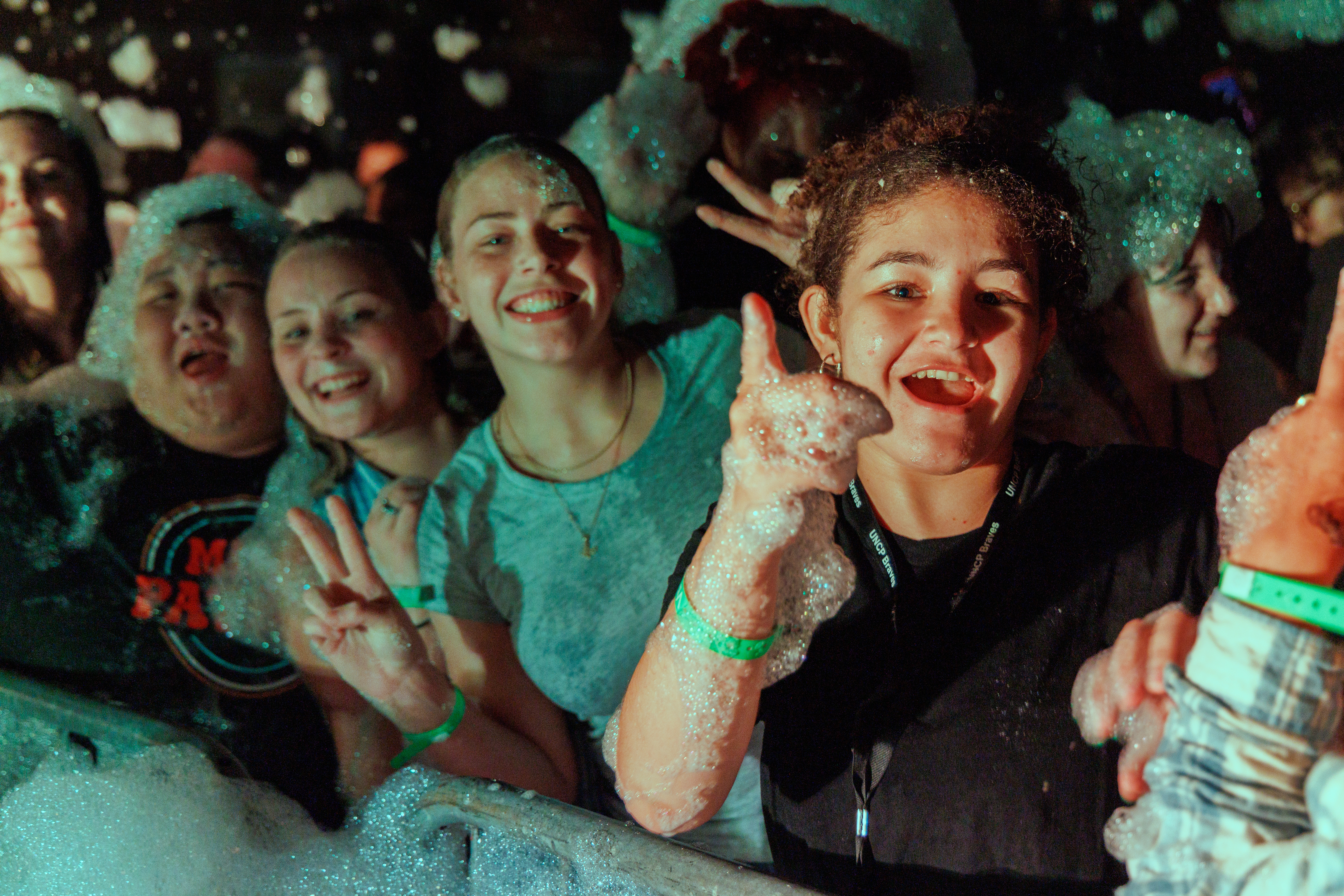 Students at the Foam Drop Party