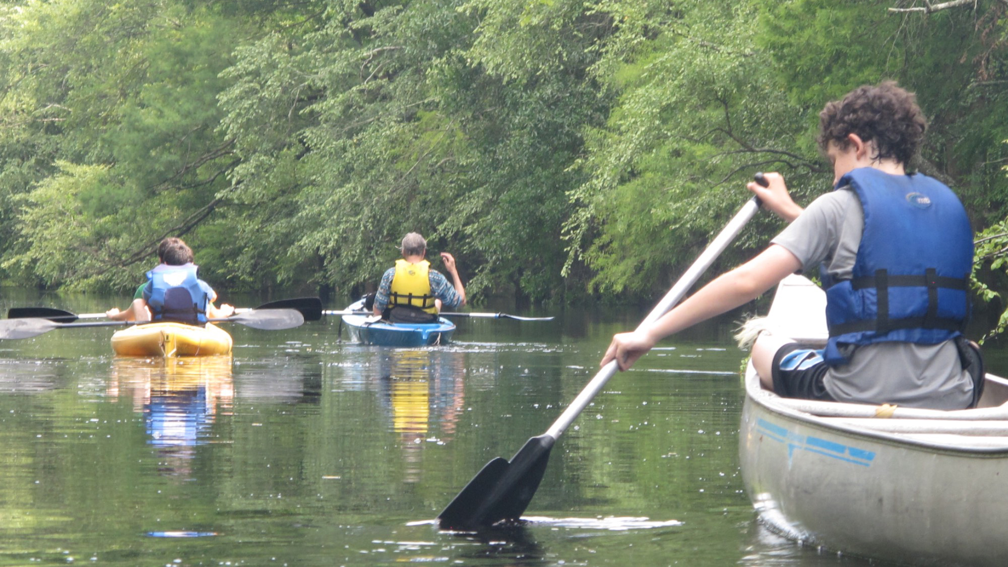 Students collect data during fieldwork along the scenic Lumber River.