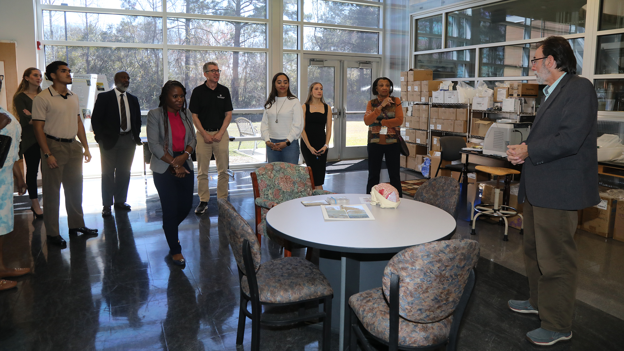 Wake Forest School of Medicine faculty tour Dr. Ben Bahr’s Alzheimer's Disease Research Lab.