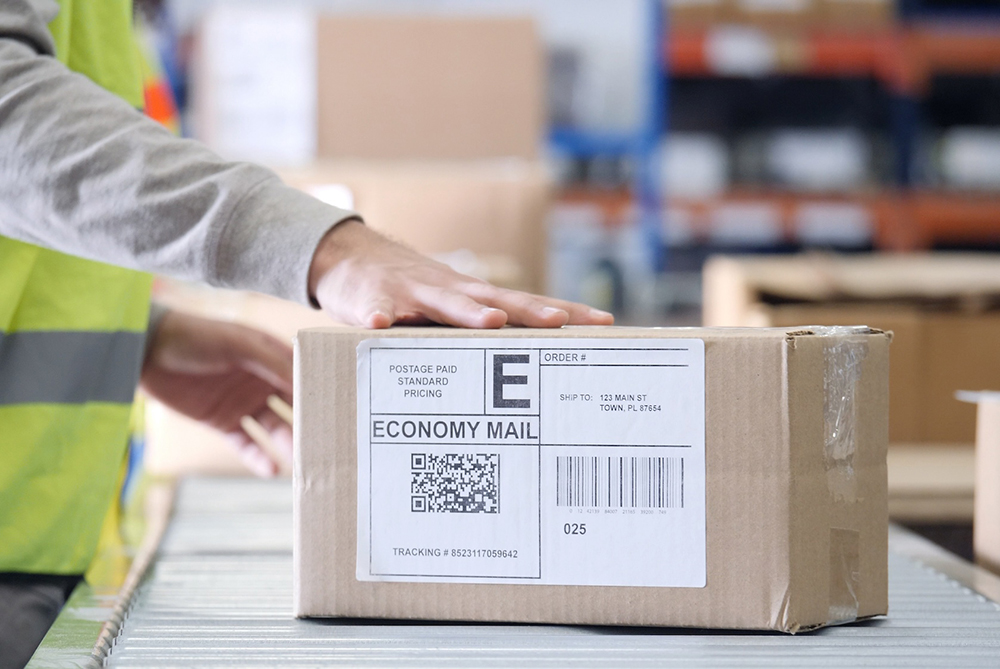 Amazon worker with a package