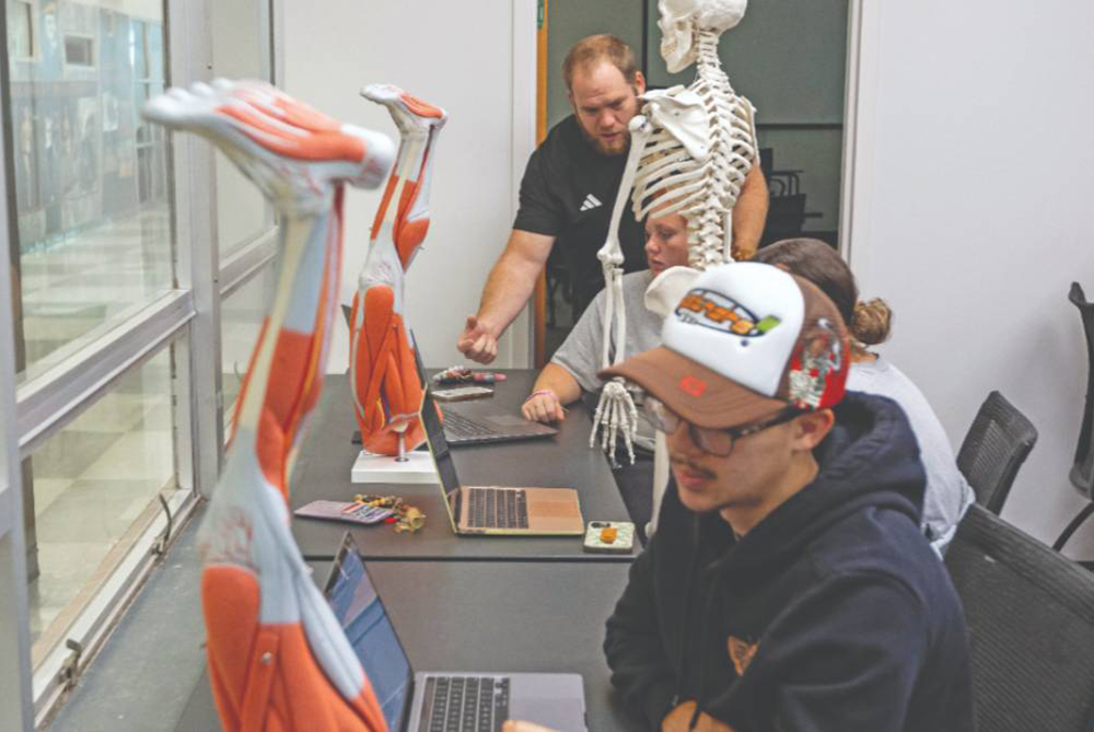 male UNCP student in kinesiology lab