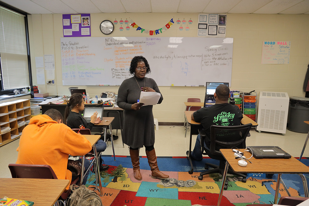 female teacher in a classroom