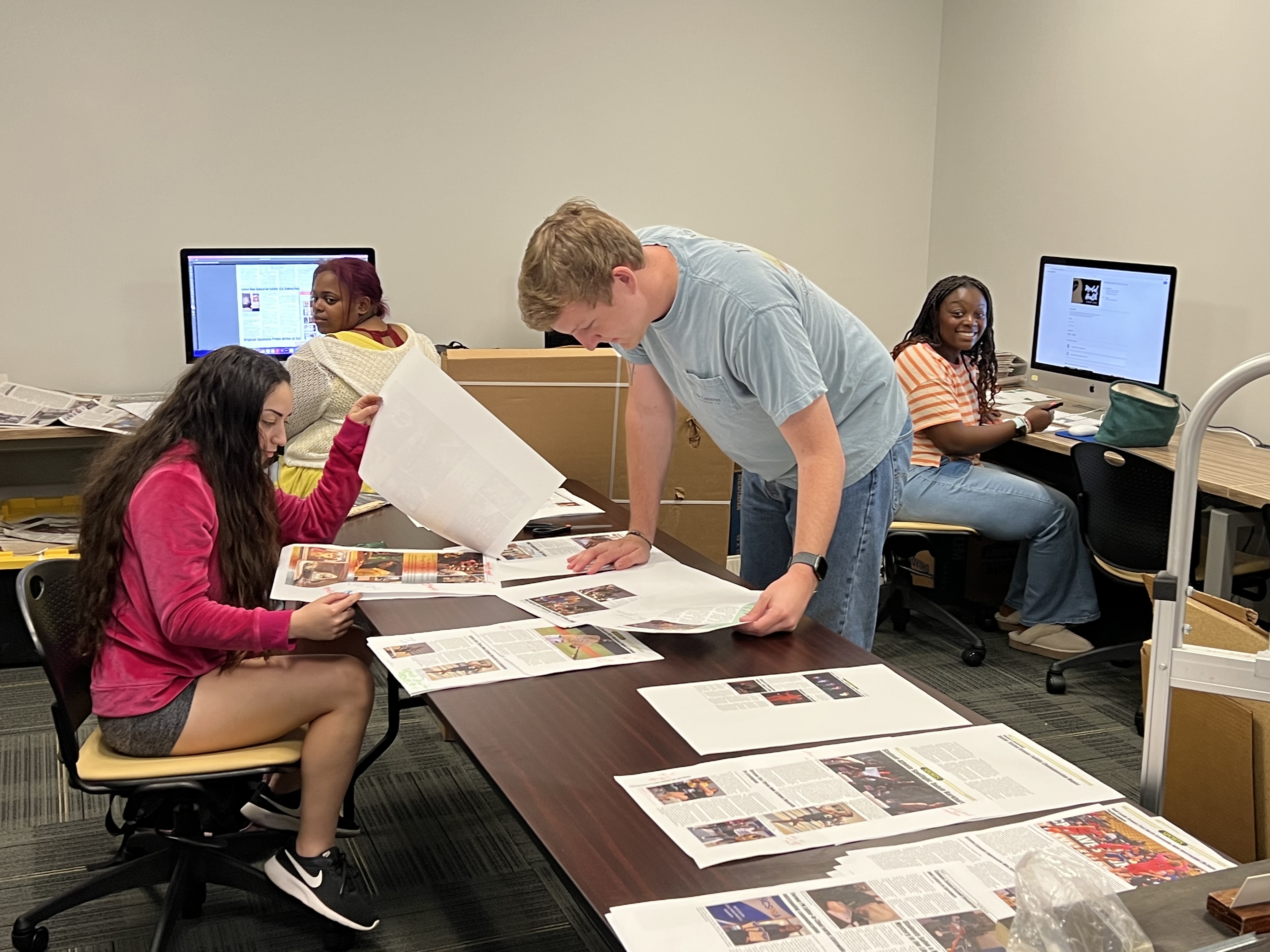 pine needle students working