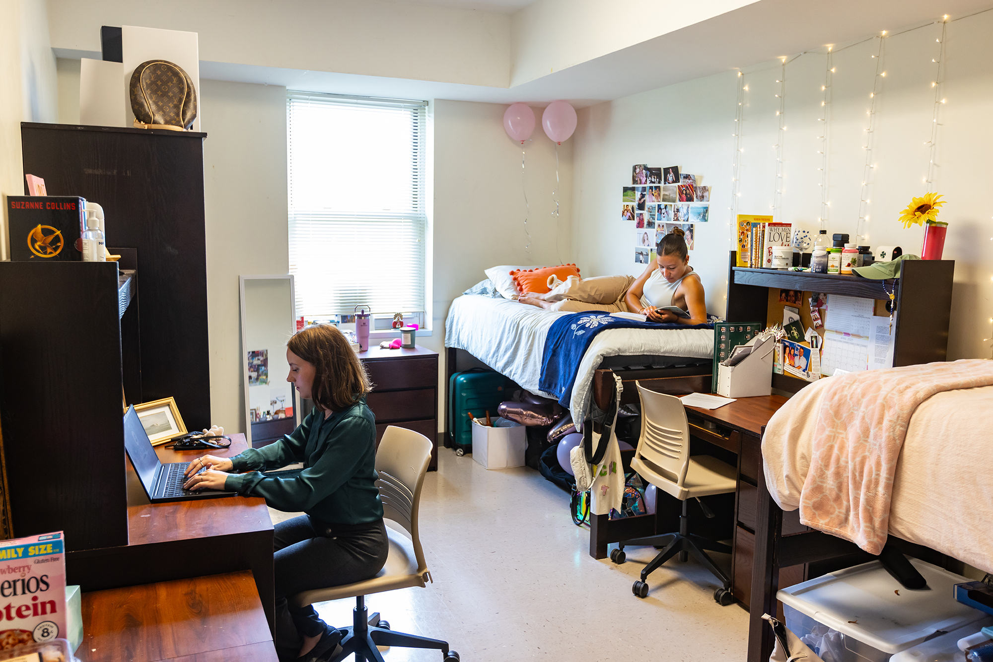 two UNCP students in a dorm room