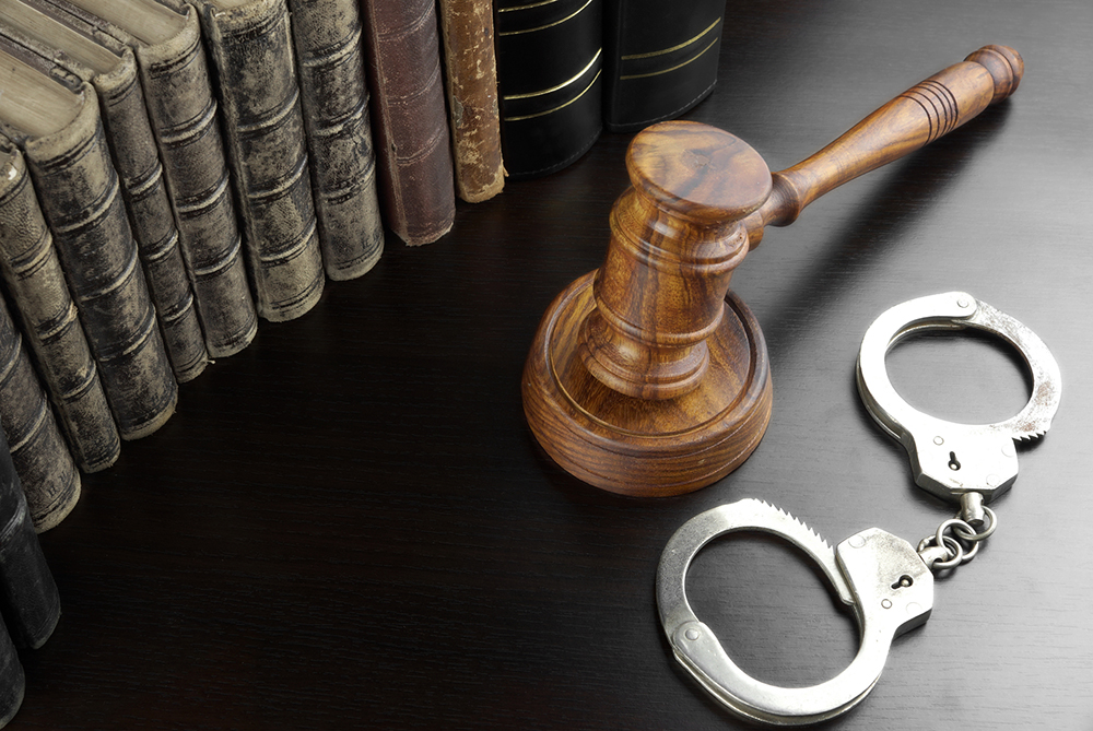 handcuffs and gavel
