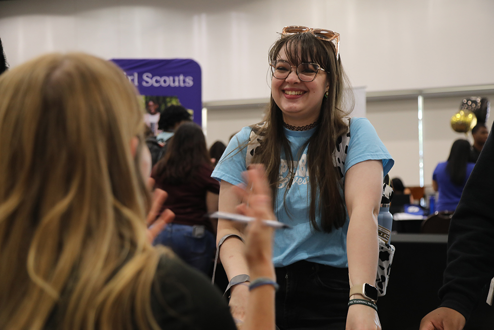 A student at the UNCP Career Center's Part Time Job Fair