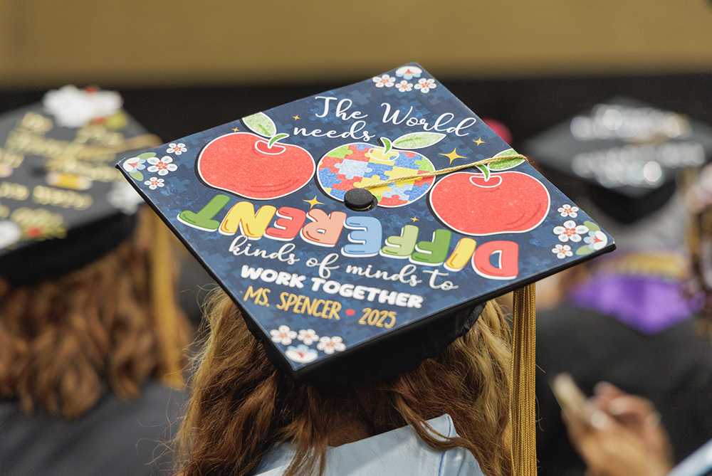 illustrated mortar board of graduate from above