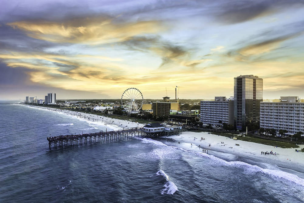 Myrtle Beach South Carolina ocean and cityscape