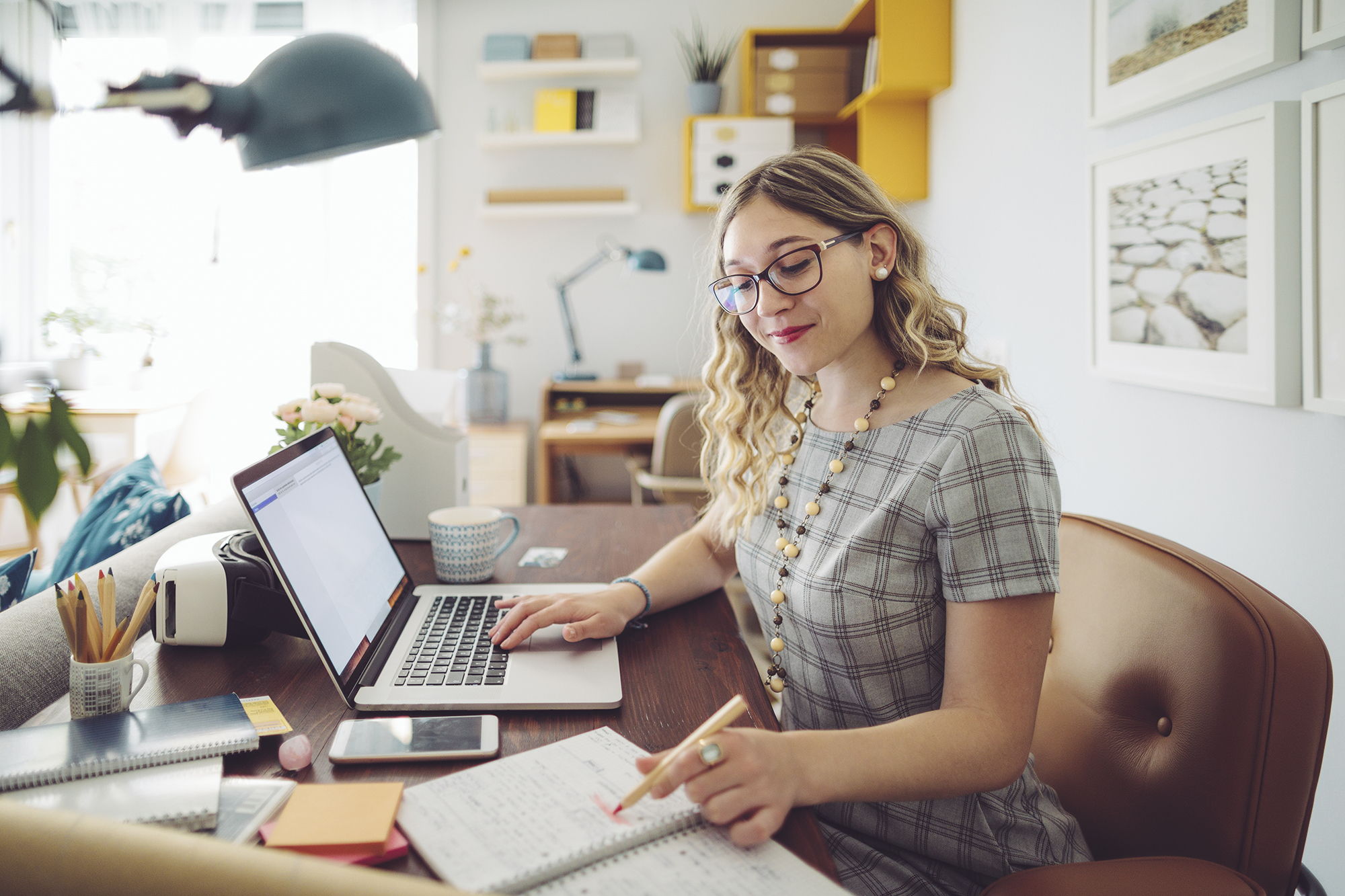 female student working with math and accounting