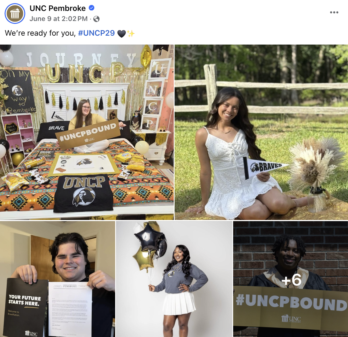 A screenshot of UNCP's social media presence, representing the university's digital engagement channels.