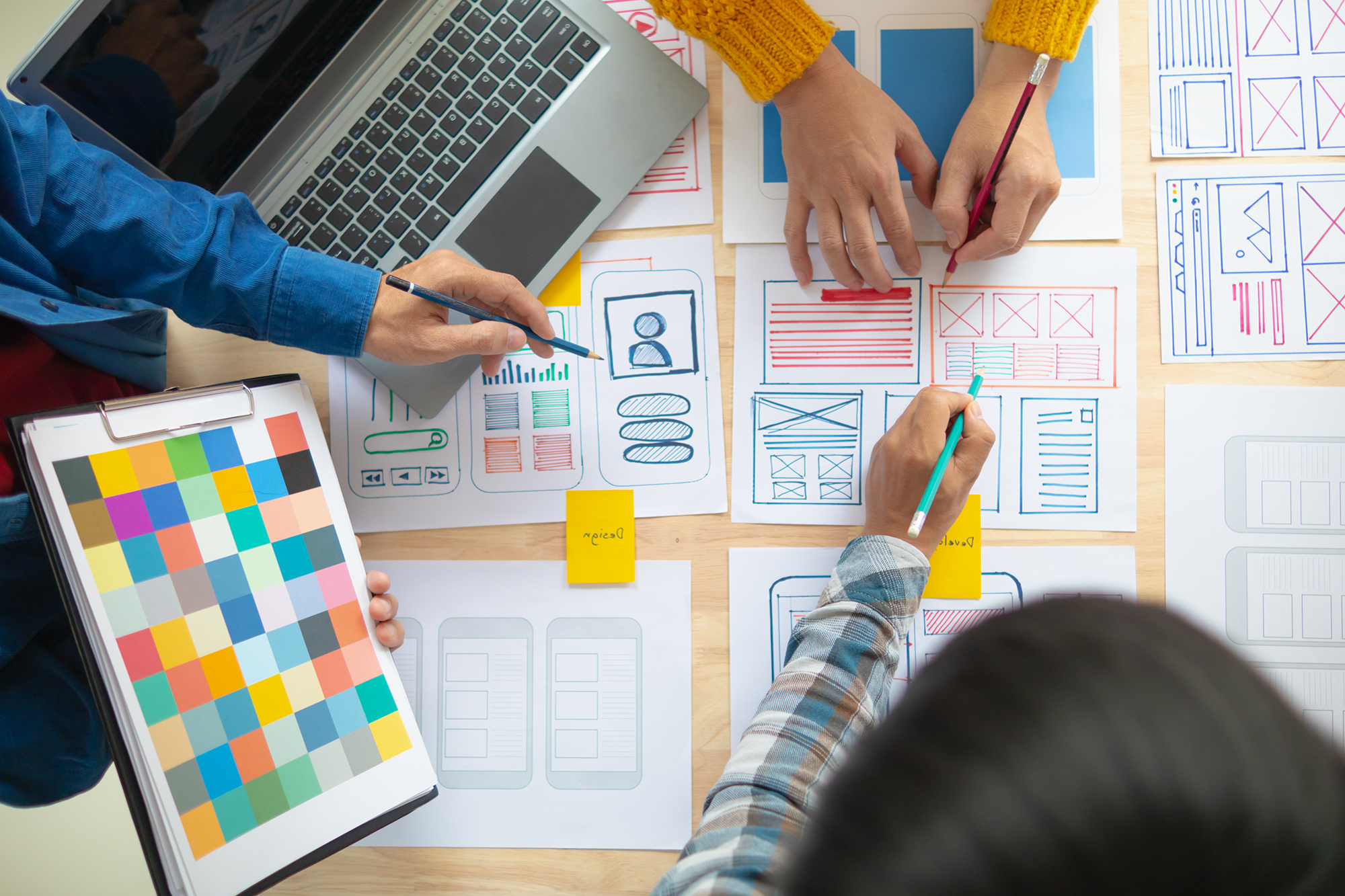 computer and people work on designs