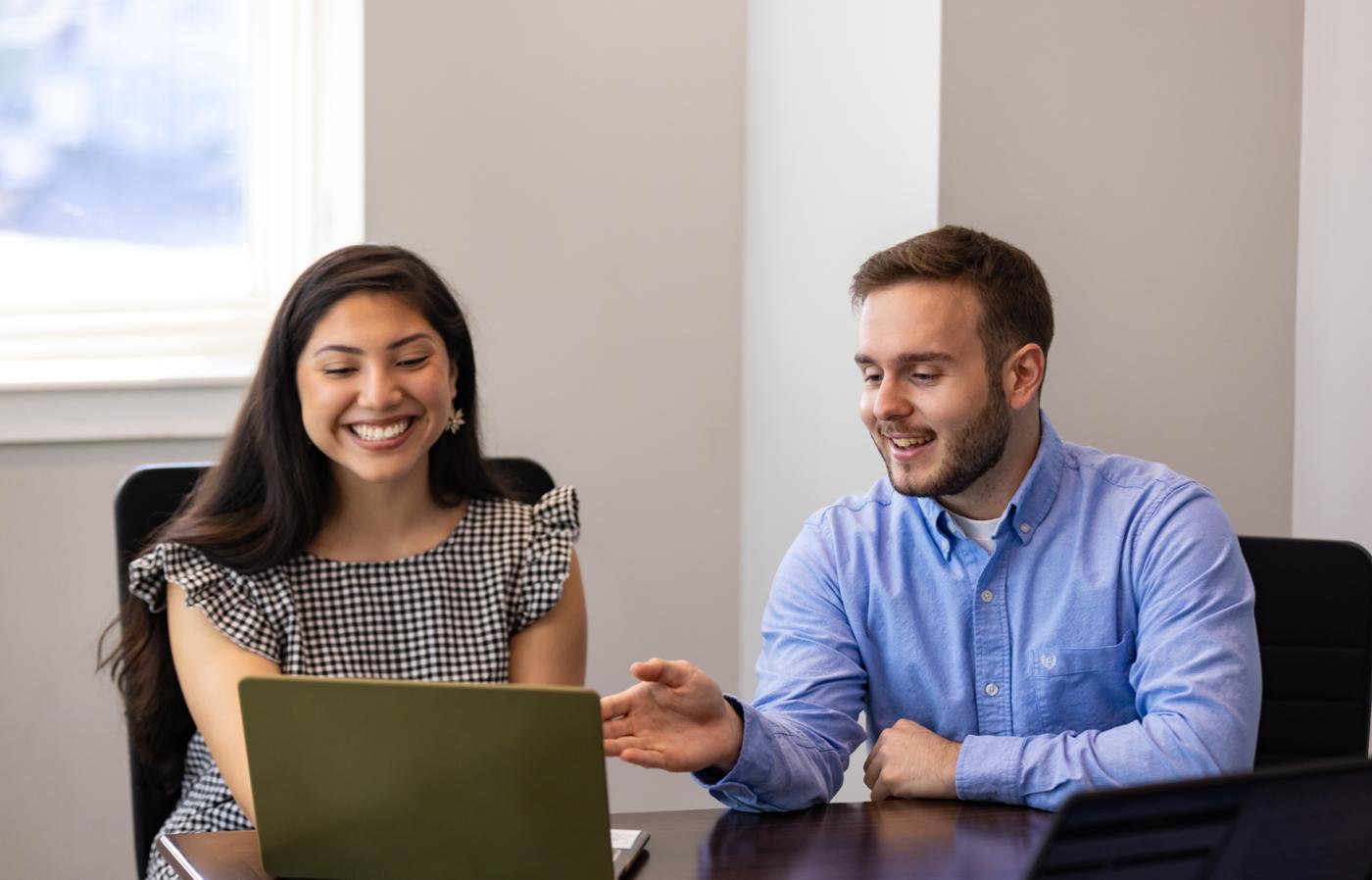 College of Business Students at laptop