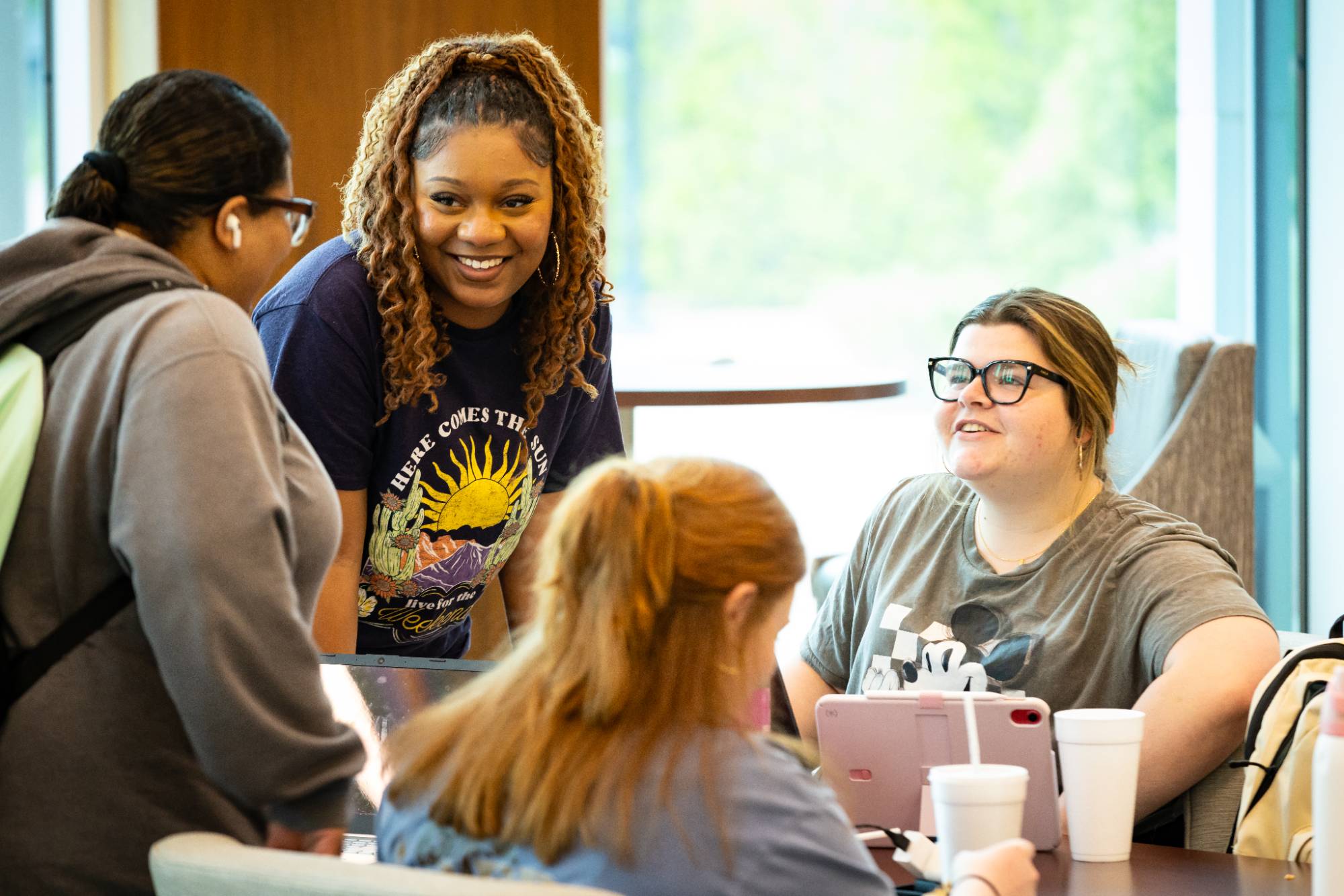 UNCP students hanging out on campus