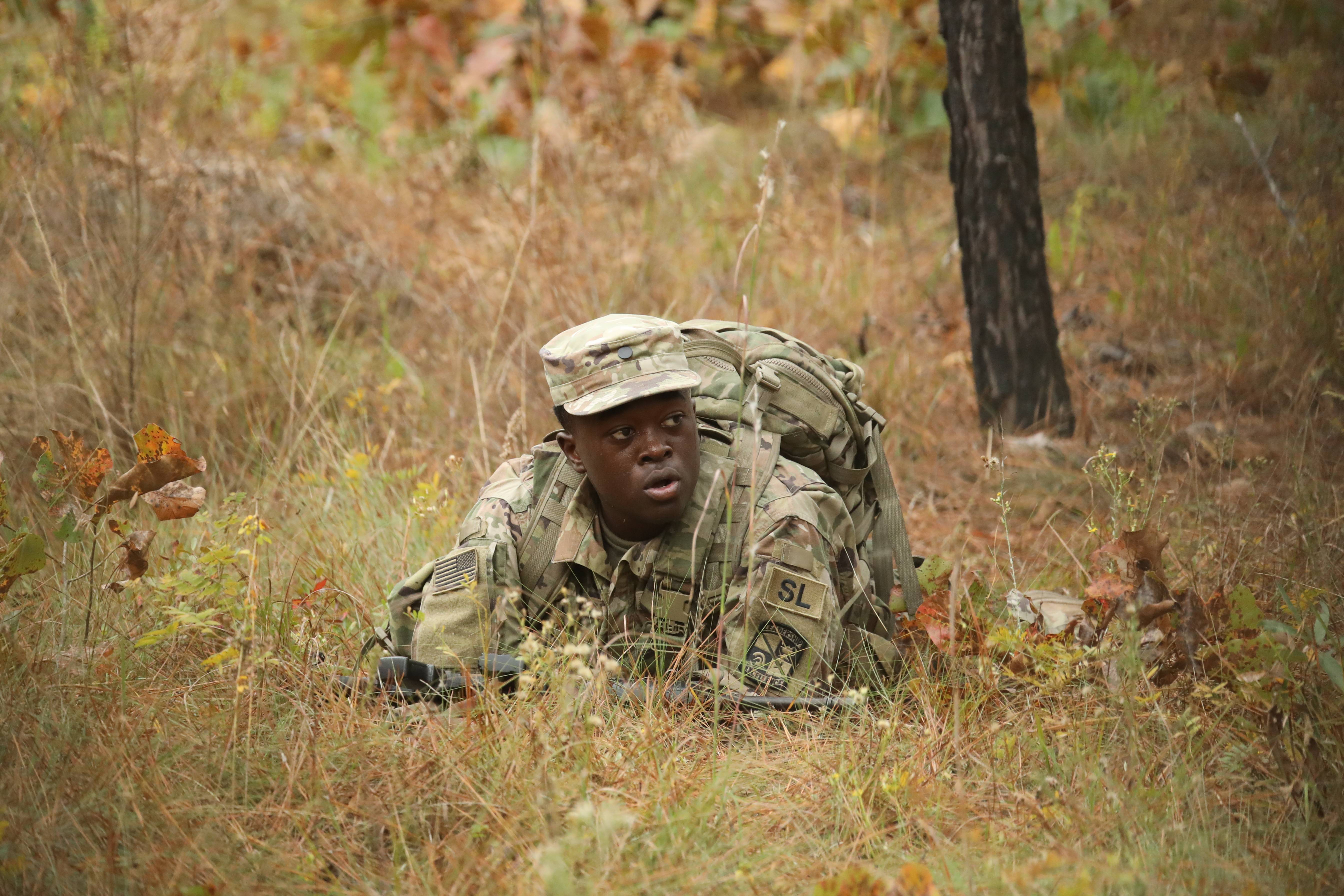 Army ROTC student in a Field Training Exercise