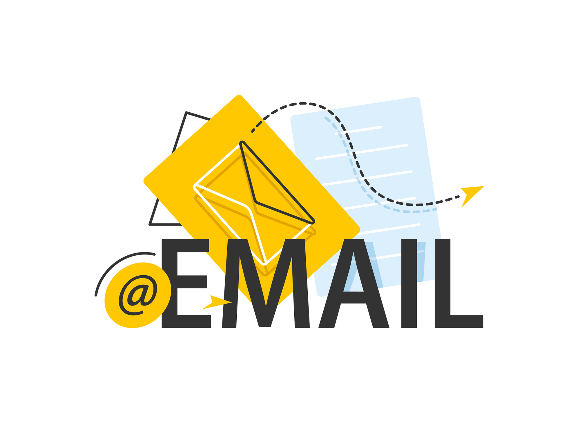 Yellow envelope with the @ sign and the word email