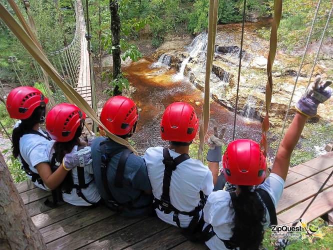 UNCP students on a ziplining trip