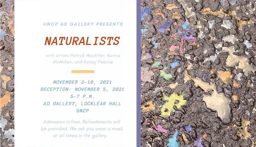 naturalist postcard image of rocks with exhibition schedule