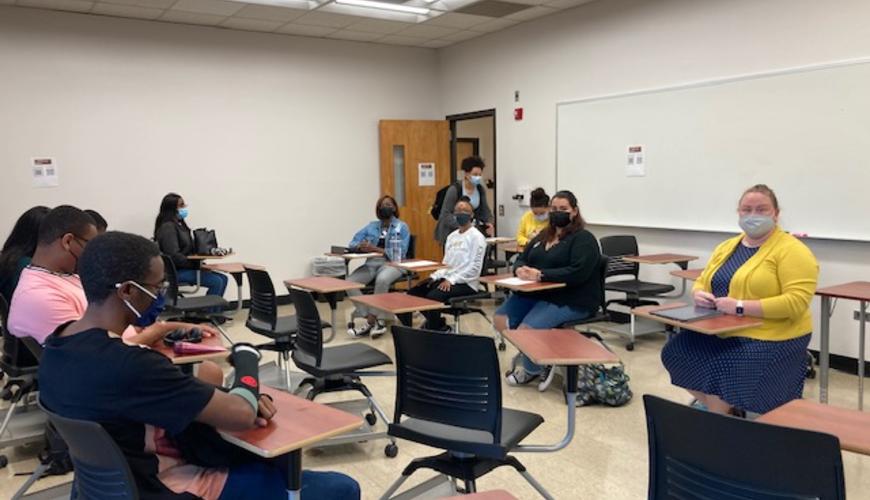 Members of Sigma Tau Delta met for a discussion of race relations at UNCP on October 19.