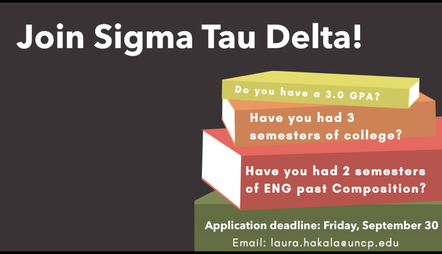 Join Sigma Tau Delta Application Deadline Sept. 30