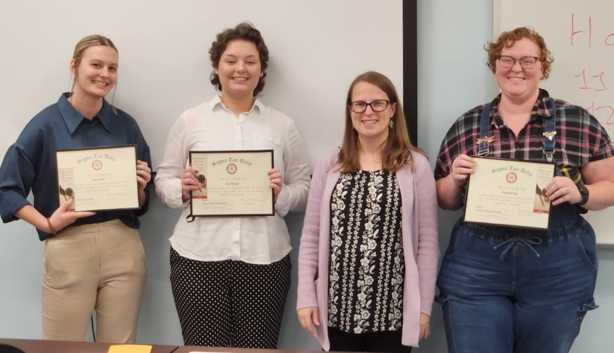 Congratulations to our 2022 Sigma Tau Delta inductees! (Photo courtesy of Dr. Berntsen)