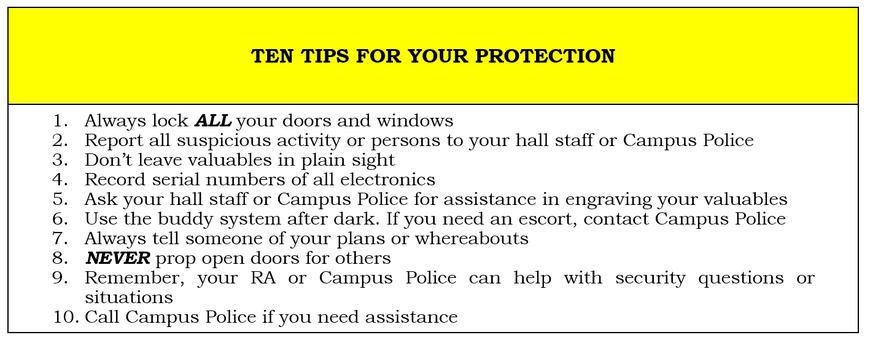 TEN TIPS FOR YOUR PROTECTION