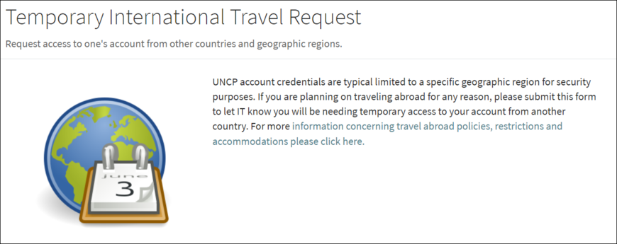 Temporary International Travel Request