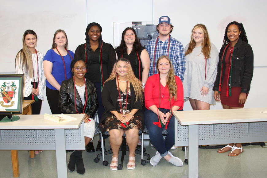 Students are inducted into the Psi Lambda Chapter of TriBeta (April 2023)