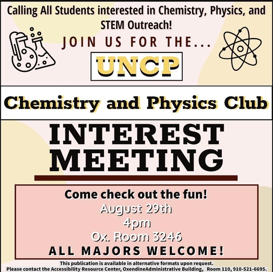 Chemistry and Physics Club Interest Meeting