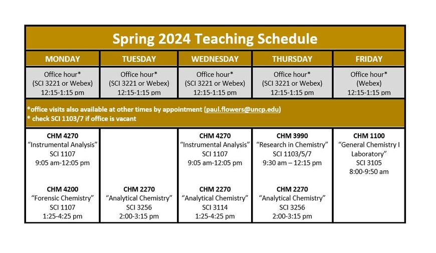 teaching schedule