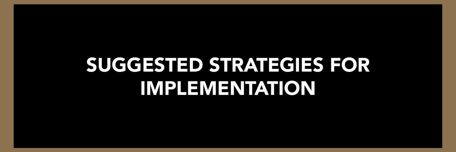 Suggested Strategies for Implementation