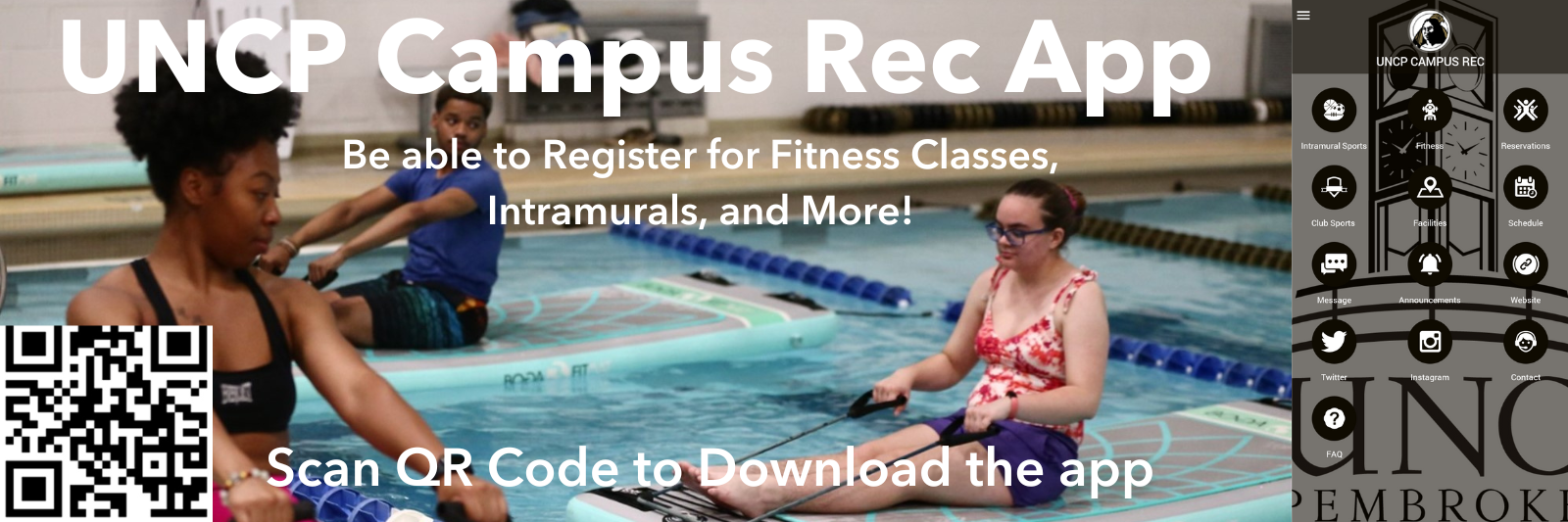 Students doing Water Yoga with Campus Recreation App