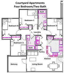 Four Bedroom/Two Bath Floorplan