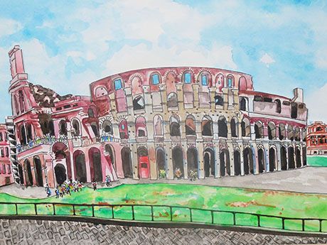 Tulla Lightfoot, The Colosseum, 2014, watercolor and ink