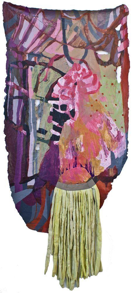 Erin Castellan, Hang, 2011, Acrylic/latex paint, thread, fabric