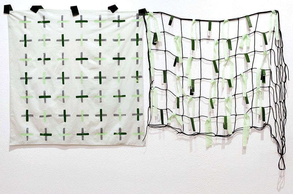 Natalie Smith, Future Future Garden, 2013, Acrylic on cotton and canvas, found materials